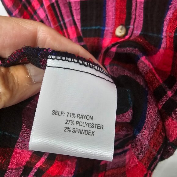 NWT Jane & Delancey Pink Black Plaid Button Down Blouse Grunge Punk Boho M - Picture 10 of 13